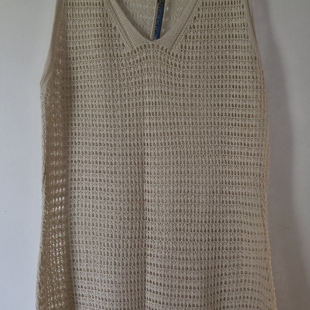Cream Crochet Sleeveless Top